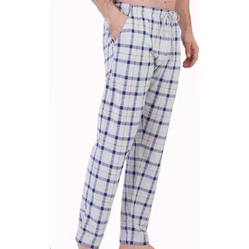 Pánské pyžamo Šedé modře i červeně kárované pyžamové kalhoty pánské 1P1488 šedá l