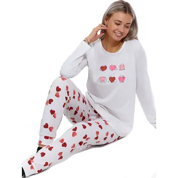 Dámské noční prádlo Perlově bílé i jahodové pyžamo pro ženy či dívky se srdíčky a LEDNÍ MEDVĚDI 1B1898 béžová l