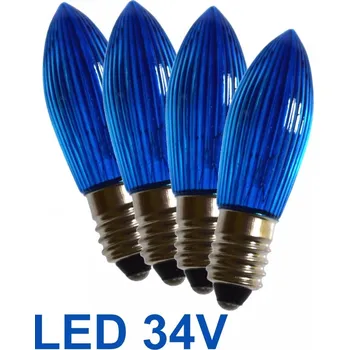 Žárovka Modré žárovky LED E-10 34V pro 7x34V svícen 4ks, Filament (1ks)