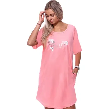 Dámská noční košile Růžová noční košilka s krátkými rukávy pro plnoštíhlé ženy či dívky BETTER TOGETHER 1C3842 růžová 2xl