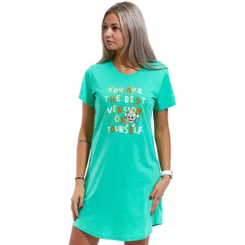 Dámská noční košile Zelená noční košilka pro ženy s myškou, You are the best version of yourself 1C3161 zelená l