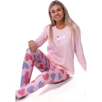 Dámské pyžamo Růžové i modré srdíčkové pyžamo pro ženy či dívky Fol LOw Your Heart 1B1991 růžová l