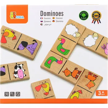 Dřevěná hračka VIGA DŘEVO Hra domino domácí zvířátka *SPOLEČENSKÉ HRY* | 528203