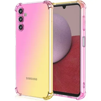 Pouzdro na mobilní telefon Kryt Samsung A14 5G Shock duhový růžovo-žlutý (obal neboli pouzdro na Samsung A14 5G)