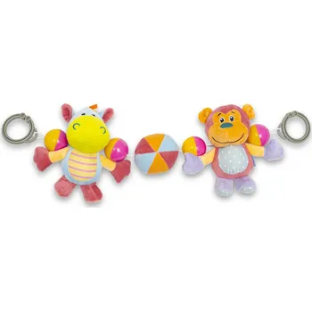 Hračka pro kojence Chrastítko baby zábrana do kočárku hrošík + opička mix závěs pro miminko | 444749