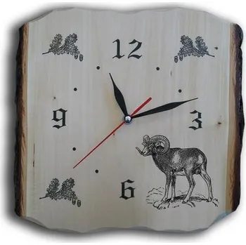 Hodiny Dřevo Novák Hodiny - deska s kůrou s motivem muflon