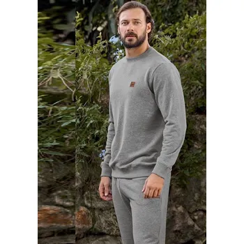 Šedé bavlněné extra hřejivé pánské pyžamo 1P1805 šedá xl