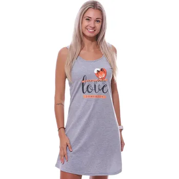Dámská noční košile Šedá noční košilka pro ženy či dívky bez rukávů LOVE SOMEBODY - liška dává dobrou noc 1C3748 šedá s