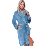 Modrý sametový hřejivý elegantní i těhotenský župan na kojení pro plnoštíhlé ženy 1TB0077 modrá 4xl