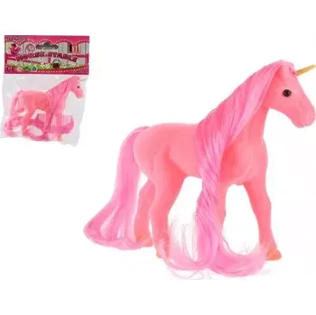 plyšák Růžový jednorožec k česání s hřebenem 14 cm