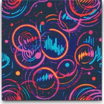 Diamantové malování Diamantové malování - Hudební abstrakt Velikost: 50x50cm, Rámování: Pouze srolované plátno, Diamanty: Kulaté