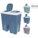 Koš odpadkový 2x25l DUO hranatý, na tříděný odpad (50x30x55cm), mix barev