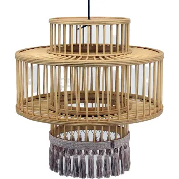 Stojací lampa Stropní světlo DKD Home Decor Kaštanová Béžová 50 W Třásně Městská 220 V 45 x 45 x 46 cm