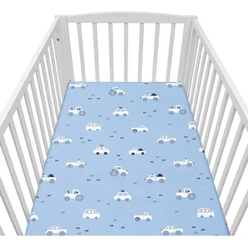 Prostěradlo Bavlněné prostěradlo do postýlky New Baby Autíčka Tuuut 120x60cm