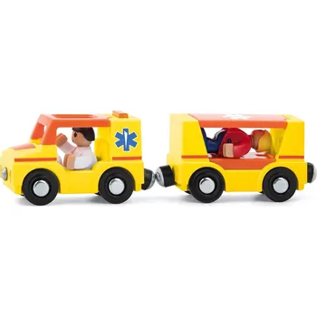 WOODY DŘEVO Auto ambulance sanitka s vagonkem a 4 figurkami doplněk k vláčkodráze | 33