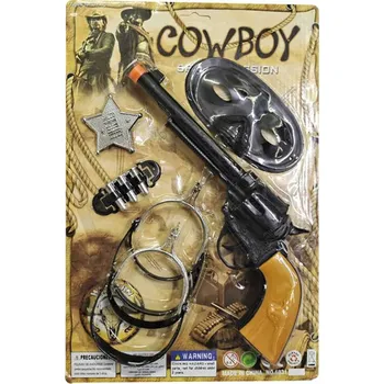 Kovbojská westernová sada pistole 30cm s náboji a doplňky plast na kartě | 224228