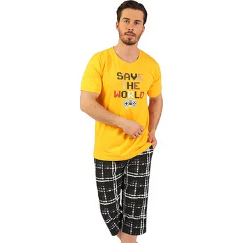 Pánské pyžamo Žluté pyžamo pro muže, Save the world - matrix 1P1420 žlutá s