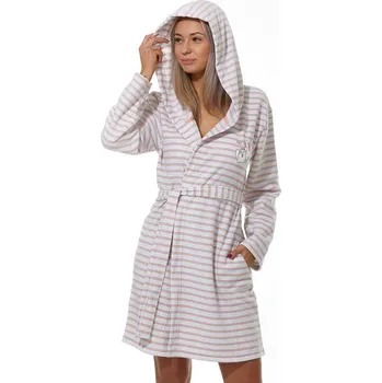 Dámský župan Pruhovaný šedý i růžový župan pro ženy i slečny 1Z1038 růžová s