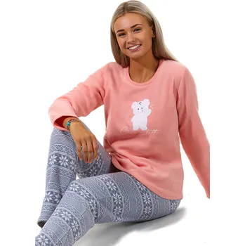 Dámské pyžamo Meruňkové i šedé s norským vzorem luxusní hřejivé dámské pyžamo BÍLÝ MEDVÍDEK 1Z1456 růžová xl