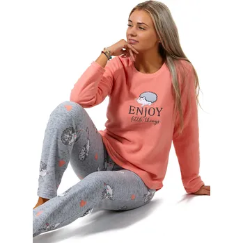 Dámské pyžamo Meruňkové i šedé luxusní hřejivé pyžamo pro plnoštíhlé ženy Ježek Feel GOOD 1Z1451 šedá 1xl