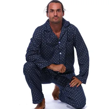 Pánské pyžamo Tmavě modré vzorované teplé klasické pyžamo pro plnoštíhlé muže z flanelu 1PF0092 modrá 4xl