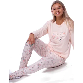 Dámské pyžamo Růžové a bílé hřejivé TERMO pyžamo pro ženy či dívky pro milovnice králíčků a zajíčků 1B2145 růžová l