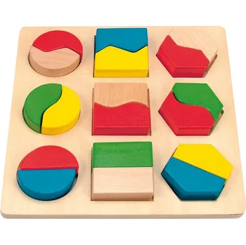 Dřevěná hračka WOODY DŘEVO Destička puzzle s vkládacími tvary 18 dílků *DŘEVĚNÉ HRAČKY* | 752771