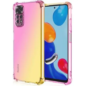 Pouzdro na mobilní telefon Kryt Xiaomi Redmi Note 11 silikon Shock duhový růžovo-žlutý (obal neboli pouzdro na Xiaomi Redmi Note 11)