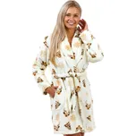 Smetanový, béžový i hnědý huňatý župan s límcem pro ženy s jeleny, sněhové vločky a Vánoce 1Z1429 béžová xl