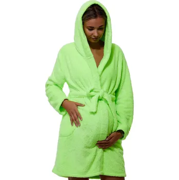 Dámský župan Zeleno žlutý reflexní kojící župan z hřejivého nádherného materiálu do porodnice na kojení 1Z1368 zelená m