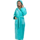 Zelinkavý luxusní dlouhý župan pro ženu z extra froté KVĚTINOVÝ VZOR 1ZF3036 zelená l-xl