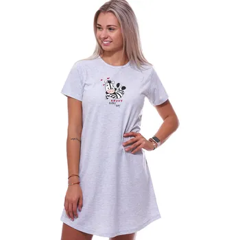 Dámská noční košile Šedá noční košilka s krátkými rukávy pro ženy či dívky zebra 1C3777 šedá s