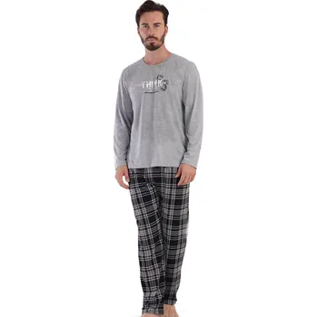 Pánské pyžamo Šedé kárované pyžamo pro muže 1P1539 šedá m