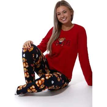 Dámské pyžamo Luxusní hřejivé dámské pyžamo červený medvídek 1z1272 červená l