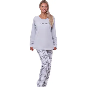 Dámské pyžamo Šedé kostkované pyžamo pro plnoštíhlé ženy či dívky DREAMER 1B1928 šedá 4xl