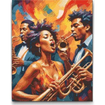 Diamantové malování Diamantové malování - Jazzový zpěváci Velikost: 30x40cm, Rámování: Pouze srolované plátno, Diamanty: Kulaté