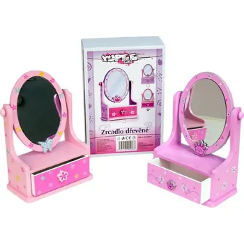 Šperkovnice _Ostatní 1_ DŘEVO Toaletka dětská šperkovnice se zásuvkou zrcadlo *DŘEVĚNÉ HRAČKY* | 707667 růžová