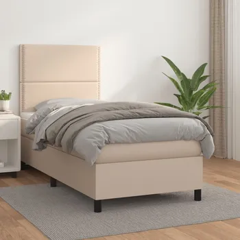 Postel vidaXL Box spring postel s matrací 90x190 cm umělá kůže [3142759] Barva: cappuccino