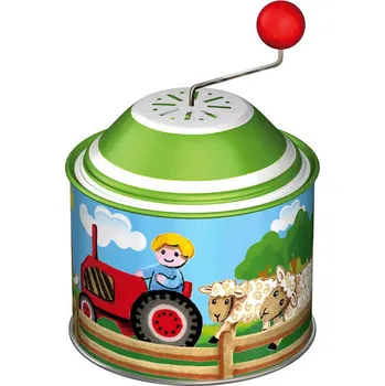 Hudební nástroj pro děti LENA Skříňka hrající Farma 8cm retro mlýnek na kličku s melodií kov | 890021