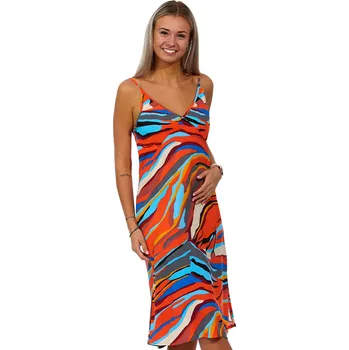 Dámská noční košile Moderní strakatě barevná kojící košilka s tenkými ramínky - colorful animal 1D1221 oranžová l