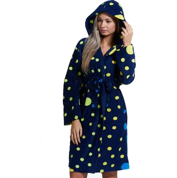 Dámský župan Modrý luxusní dámský tepločký župan s různými puntíky 1Z1152 modrá 3XL