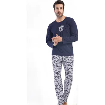 Pánské pyžamo Modré i šedé modrně vzorované pyžamo pro muže POWER 1P1775 modrá m
