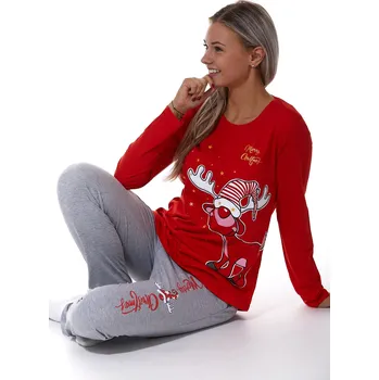 Dámské pyžamo Pyžamo červené dámské Merry Christmas - Vánoční sob 1B1544 červená m