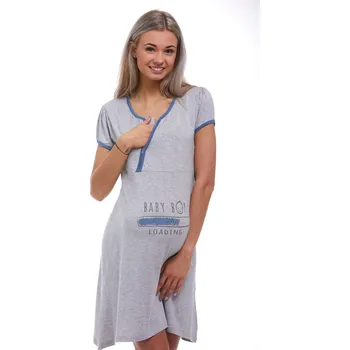 Dámské noční prádlo Těhotenská i kojící jemná košilka 1D0997 šedá l