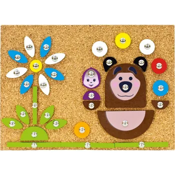 Dřevěná hračka BINO DŘEVO Hra s kladívkem Máša a medvěd zatloukačka na desce | AS224