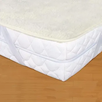 Prostěradlo Ovčí věci PROSTĚRADLO - MATRACOVÝ CHRÁNIČ z ovčí vlny, podšitý bavlnou, s upínacími pásky 90 x 200 cm, ovčí vlna + bavlna