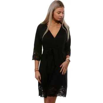 Dámský župan Černý lehký dámský župan s krajkou 1G0529 černá l