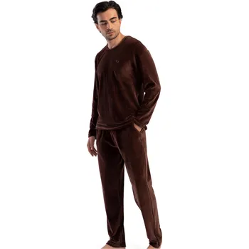 Pánské pyžamo Pyžamo pro muže hnědé hřejivé elegantní 1TB0049 hnědá l