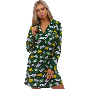 Dámská noční košile Zelená veselá elegantní košilka pro kojící celopropínací zvířecí deštníčky ZOO 1C3463 zelená l