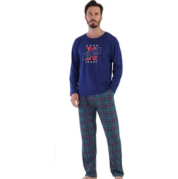Pánské pyžamo Modré, zelené i červeně kárované pyžamo pro plnoštíhlé muže Zrozený být chytrý 1P1556 modrá 4xl